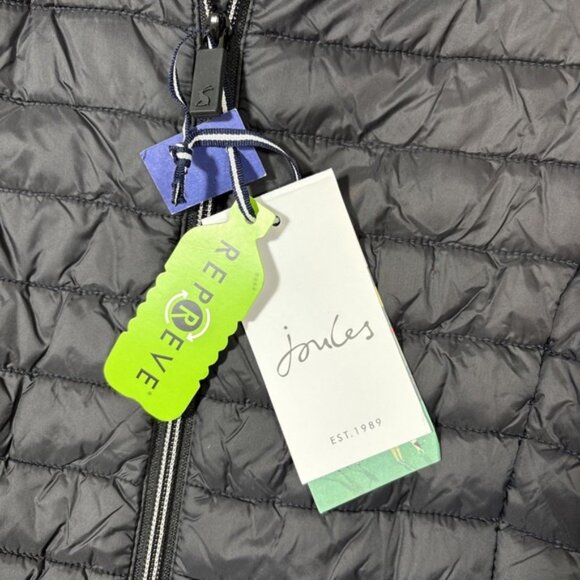 NWT Joules Jacket Womens US 2 Black Snug Long Puffer Showerproof Hooded Coat - Picture 2 of 9